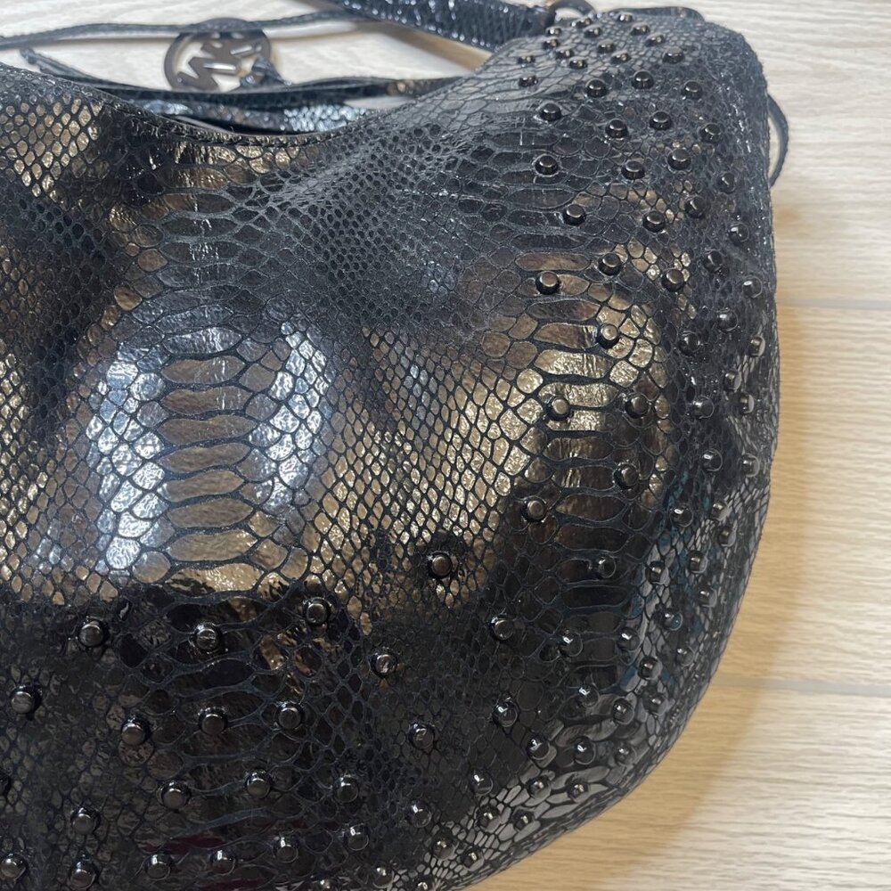 Michael Kors Rhea Crystal Black Python Leather St… - image 8